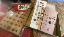 Lot Vintage Button Collectors Cards Tagua Nut Mother of Pearl Celluloid Novelty picture