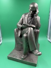 Vladimir Lenin Soviet Communism Bust Vintage Metal Statue Table Figurine USSR picture