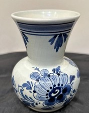 Vintage Delfts Blauw Bud Vase Hand Painted Holland Ons Ideaal Studio Signed 10?C picture