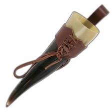 Medieval Norwegian Viking Drinking Ceremonial Bovine Horn with Free Leather Frog picture
