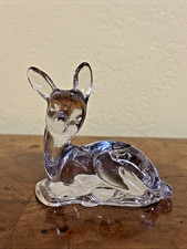 Vintage Biedermann Crystal Glass Deer Fawn Figurine Taper Candle Holder picture