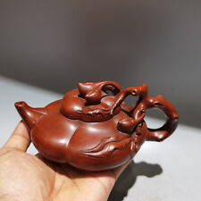 6.7″ China Yixing Zisha purple Clay pot Handmade peach Kung Fu regimen Teapot picture