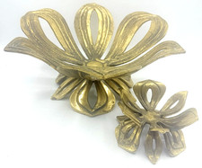Set 2pc Vtg Mid-Century Solid Brass LOTUS Flower Bowls by Gilde (1950s - 1970s) picture