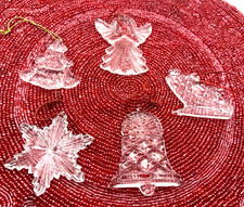 Lot of 5 Vintage PRINCESS HOUSE 24% Lead Crystal Christmas Ornaments EUC picture