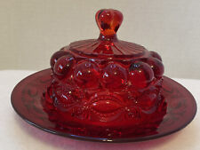 Beautiful Red Ruby Mosser Eye Winker Butter Or Cheese Dish picture