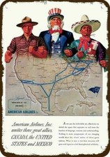 1943 AMERICAN AIRLINES United States Canada Mexico DECORATIVE REPLICA METAL SIGN picture