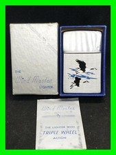 Stunning Unfired Vintage Wind Master Pipe Petrol Lighter - Hunting Flying Geese  picture