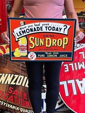 Antique Vintage Style Metal Sign Sun Drop Soda Made in USA picture