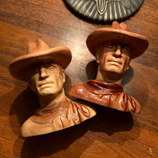 VTG Ceramic John Wayne Cowboy Figurines/Salt  & pepper shakers Western Decor picture