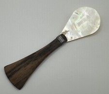 Vintage Mother Of Pearl Cavier Spoon With Wooden Handle picture