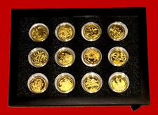 Astro-Zodiac 12 Medal-Set in Glass Covered Frame (4 Sets Available) picture