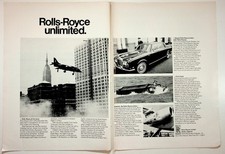 Vintage Rolls-Royce Unlimited Magazine Ad Harrier Jet Silver Shadow Car 1960s picture