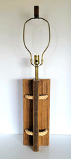 Vintage A Brandt Ranch Oak Lamp MCM Wood Rope Western Modern 1950s picture