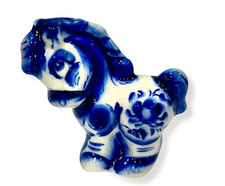 Gzhel Pony Horse Symbol of Year 2026 Ceramic Figurine for Good Luck Гжель Лошадь picture
