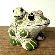 Vintage COAD Peru FROGS/TOADS Mom & Baby Enamel & Composition Figurine Rare 2” picture