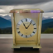 VTG Seiko QF002G Gold Finish Brass Mantel/Desk Westminster Chime Quartz Clock.  picture