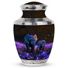 Urn For Ashes Elephants Are Walking In A Field Of Flowers (10 Inch) Large Urn picture