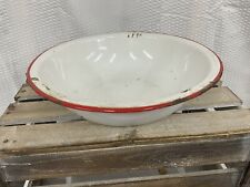 Vintage Enamel Basin Red Rim Chippy 10.5 Inches picture