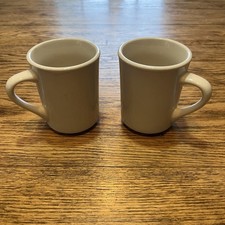 Vintage Restaurant Ware White Ceramic Heavy Duty Coffee Mug CAC China - Set of 2 picture
