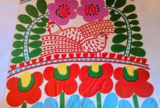 Vintage Marimekko Fabric Kuja Retro 1976 Chickens Floral Suomi Finland Rare picture