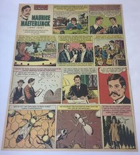 1955 cartoon page ~ philosopher MAURICE MAETERLINCK ~ 9.5x12 inches picture