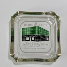Vintage Citizens State Bank Petersburg Indiana Glass Ashtray Advertising picture