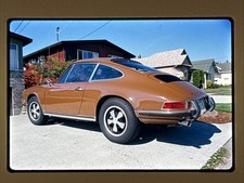 Orig 1972 Slide Porsche 911 Classic Sports Car Brown Coupe Driveway Rear View H1 picture