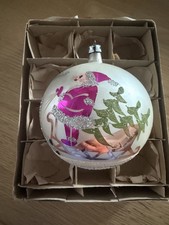4”Vintage Santa Rain Deer Large  Poland Glass Mica Christmas Ornament ( No Box ) picture