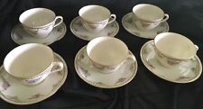 American Lenox Belleek 6 Cups & Saucers 24k Gold Rim GREEN PALETTE MARK VRY RARE picture