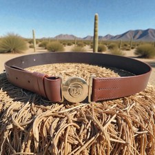 U.S. Officer Leather Belt Reproduction with Solid U.S. Brass DB picture