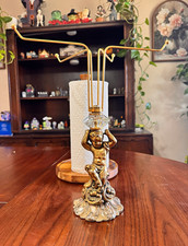 Vintage Hollywood Regency Gold Tone Cherub Jewelry Tree, Possibly Brass, Crystal picture