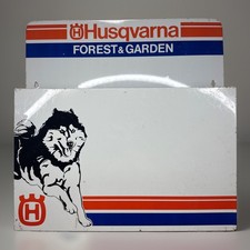 ✨Vintage Husqvarna Forest & Garden Hanging Display Sign 2 Compartment 18”x18”✨ picture