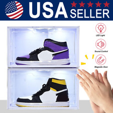 Voice-activated Lighting LED Shoe Box Dropside Stackable Sneaker Display Storage picture