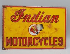 Vintage Indian Motorcycles Weathered Rustic Porcelain Enameled Metal Sign picture