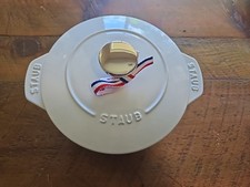 Staub White Cast Iron Cocotte Chistera Drop Structure 16cm 1.74L Made in France picture