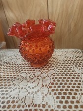 Fenton Glass Golden Amberina Ruffled Edge Hobnail 3