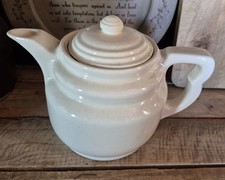Antique / Vintage Ivory Pottery Teapot Fraunfelter Zanesville, Ohio with Lid picture