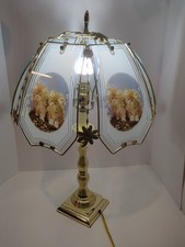 Vintage Lamp OK LIGHTING Kittens Cats Glass Panels Lamp 3 way picture