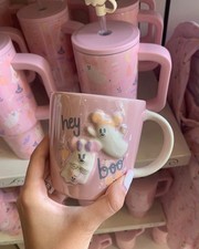 Disney Parks 2026 Halloween Ghost Hey Boo Pastel Cutie Pink Coffee Mug New picture
