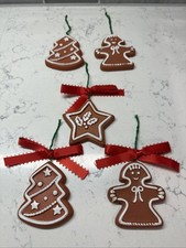 VTG~1984 Hallmark Christmas Ornaments~Clay Gingerbread Cookies~Set of 5 picture