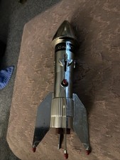 Vintage ASTRO MFG. Rocket Ship Metal Bank. BERZAC CREATION. Working picture