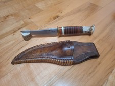 DOUG NOREN MS CUSTOM SCAGEL KNIFE HAND FORGED HUNTING W SHEATH. EXCELLENT COND picture