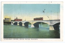 Grand Rapids Michigan MI Postcard Bridge Trolley c1915 picture