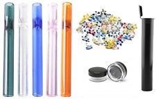 Smoking kit | 5 Reusable Glass one-Hitters + 5 Glass Flower Screens + Mini Jar  picture