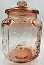 Planters Mr Peanut Pink Depression Glass Pennant 5₵ Salted Jar 12
