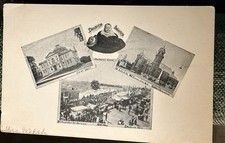 Antique c1901-1907 Danbury CT Postcard Fair Hat Industry Courthouse Multi View picture