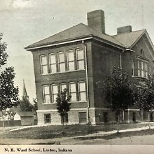 Linton Indiana NE Ward School Postcard 1913 Posted Hand Colored Vintage picture