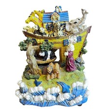 Vintage Noahs Ark Musical Figurine Animals Waves Plays Raindrops Figures Twirl picture