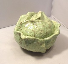 Small Mottled Ceramic Holland Mold Covered Cabbage Shaped Sauce or Gravy Dish picture