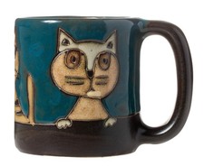 Mara Stoneware Teal Cats Kittens Kitties 16oz Handcrafted Mug picture